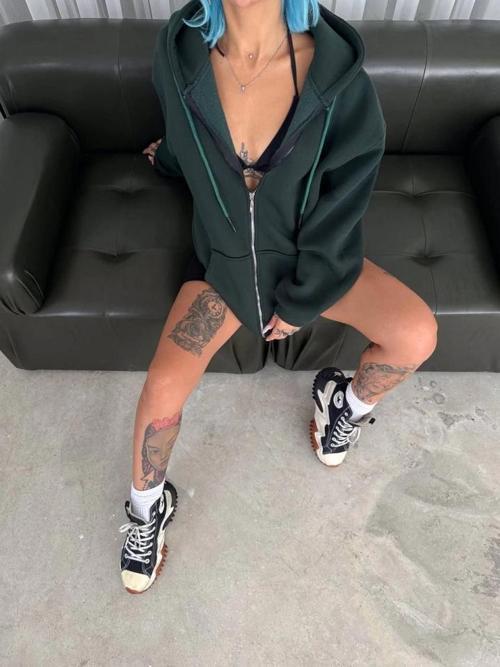 MDB Oversize Tam Fermuarlı Uzun Kol Hırka Haki