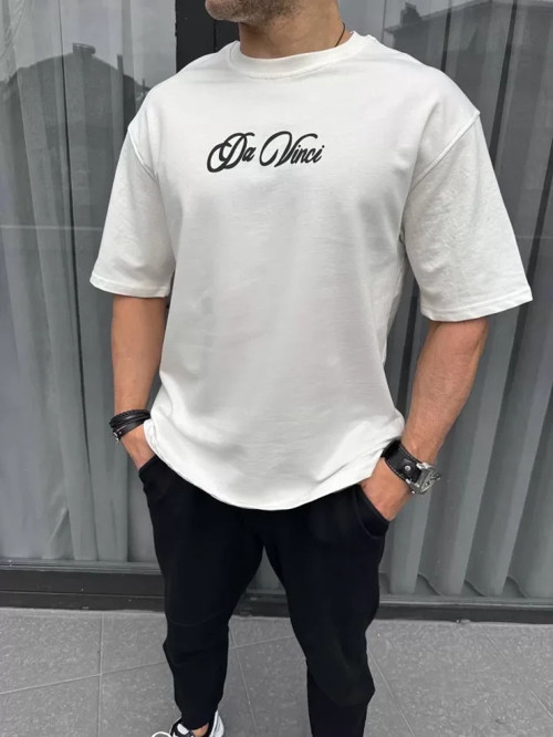 MDB Unisex Baskılı Oversize ThirtBeyaz