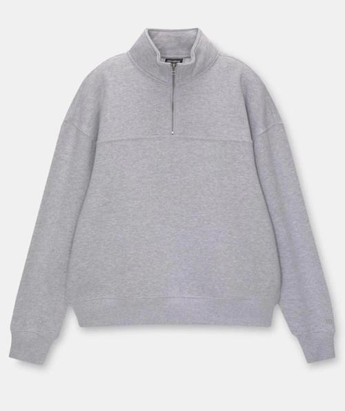 MDB Oversize Yarım Farmuarlı Yakalı Basic weathirt  Gri