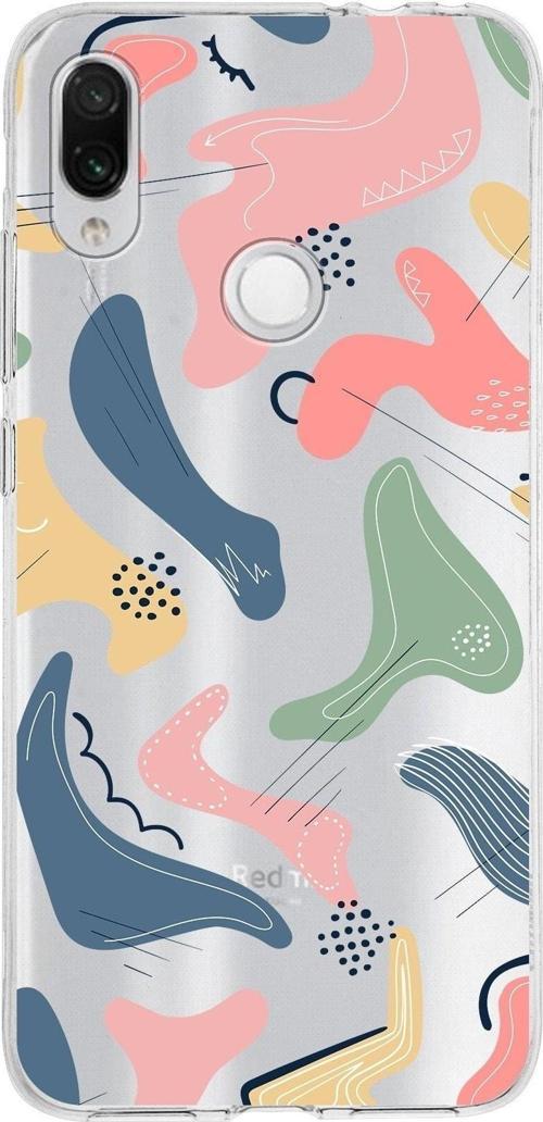 Xiaomi Redmi Note 7 Uyumlu Kapak Abstract Tasarımlı Şeffaf Silikon Kılıf