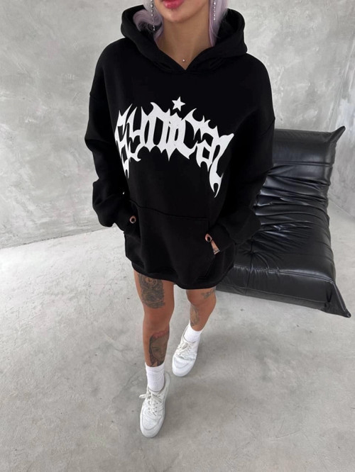 MDB Unisex Üç İplik Kapşonlu Baskılı weathirtiyah
