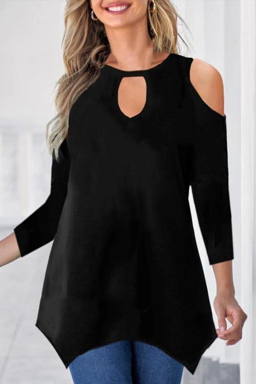 MDB Kadın Uzun Kollu Omuz Ve Göğüs Dekolte Detay Viskon Bluz