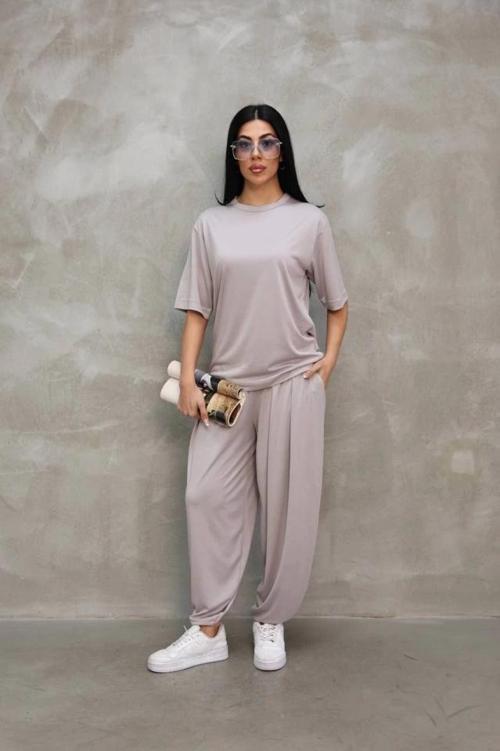 MDB Osy odal Yumuşak Dokulu Kumaş Oversize Bisiklet Yaka Tshirt Jogger Eşofman Altı Eşofman Takımı  