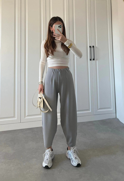 MDB Kadın Krep Kumaş Balon Pantolon