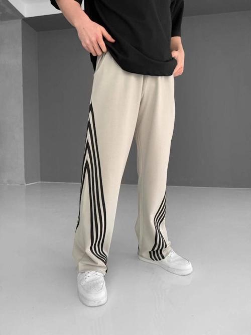 MDB İki İplik Kumaş Şeritli Alt Esofman  Bej