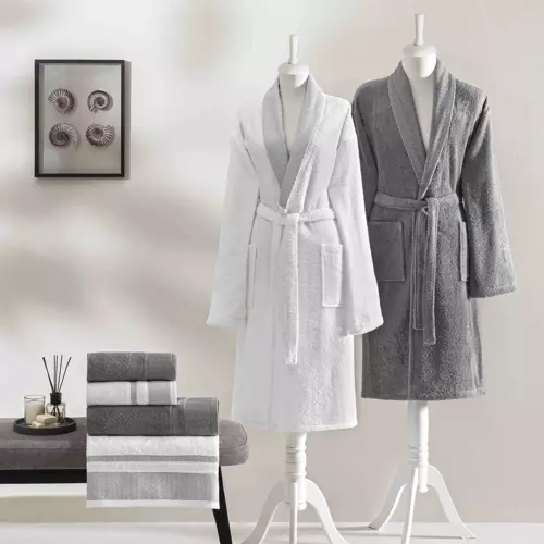 Raya Pure Cotton Pamuk Aile Seti Beyaz Antrasit