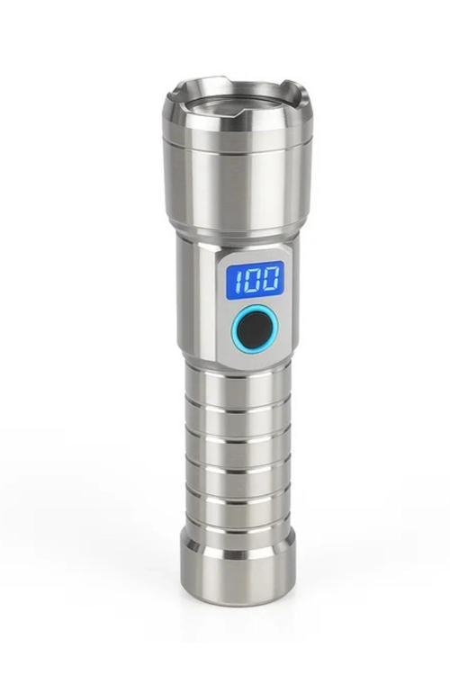 Hepu HP-M06 500Mt Menzilli LED Metal Fener Powerbank Özellikli Zoom Odaklı Dijital Ekranlı USB Giriş