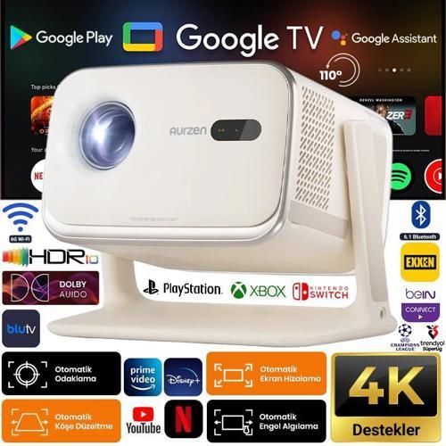 Vankyo Aurzen Boom Mini Android Google TV 4K Destekli Projeksiyon Cihazı+HDR10+ToF AutoFocus+ToF AutoKeystone