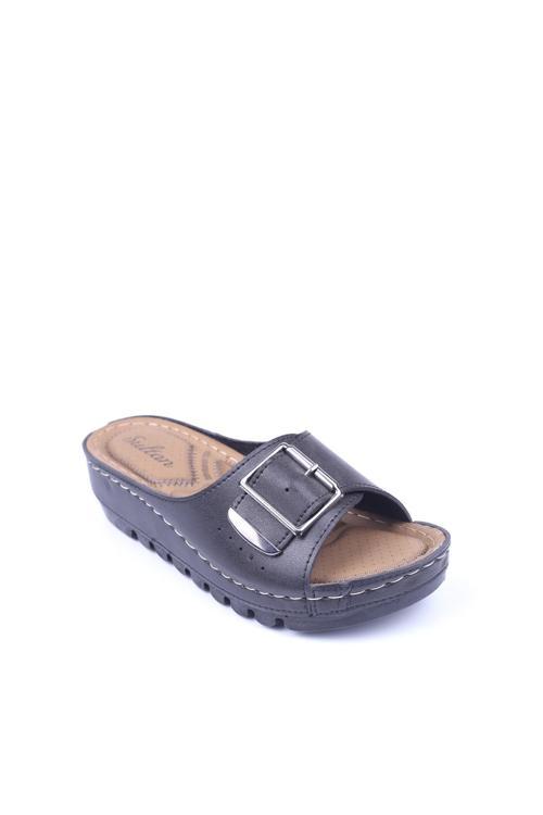 Sultan 215 Büyük Numara Ortopedik Günlük Siyah Kadın Terlik