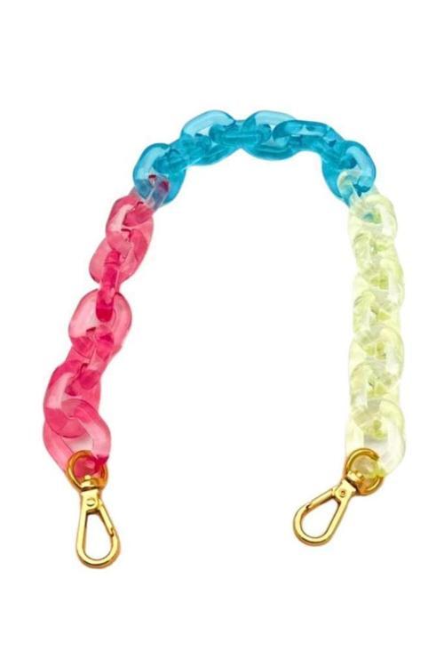 38 cm 3 Renkli Akrilik Çanta Zinciri Light Gold  Metalli