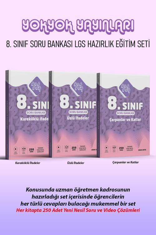 8.SINIF MATEMATİK 3'LÜ SORU BANKASI ÇARPANLAR VE KATLAR + ÜSLÜ İFADELER + KAREKÖKLÜ İFADELER