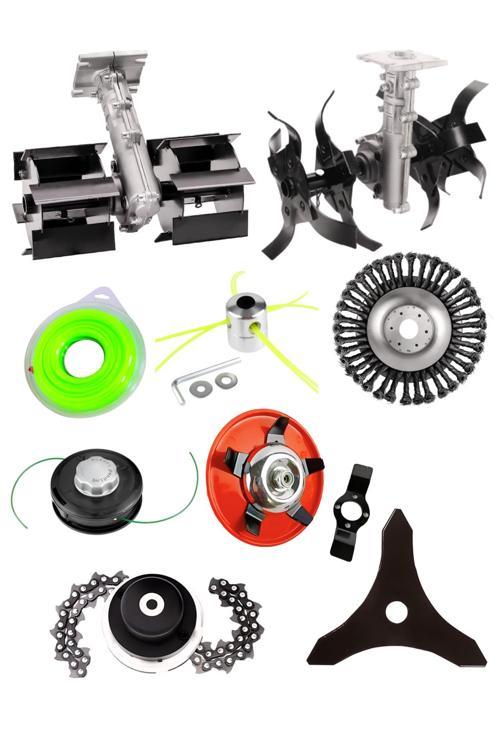 Benzinli Tırpan Çift Çapalama Aparatı 26 MM 9 Diş + 7 Li Bahçivan Seti