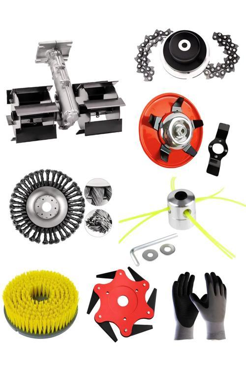Benzinli Tırpan Paletli Çapalama Aparatı 26 MM 9 Diş + 7 Li Lüks Bahçivan Seti