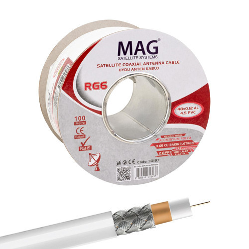 Greenstar RG59 FA HD Mini Anten Kablosu 100 Metre Alüminyum Akaşımlı Folyo Çanak Anten Kablosu