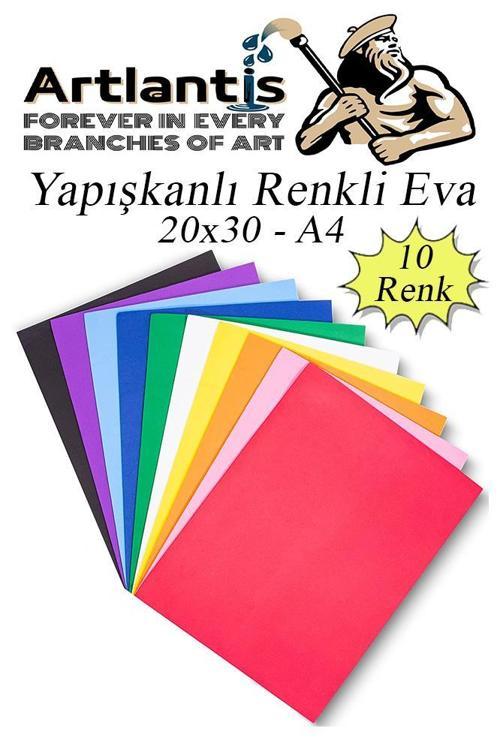 Yapışkanlı Eva A4 20x30 cm 10 Renk 1 Paket Yapışkanlı Eva Süngeri 10'lu Okul Kreş Anasınıfı Elişi Etkinlikleri