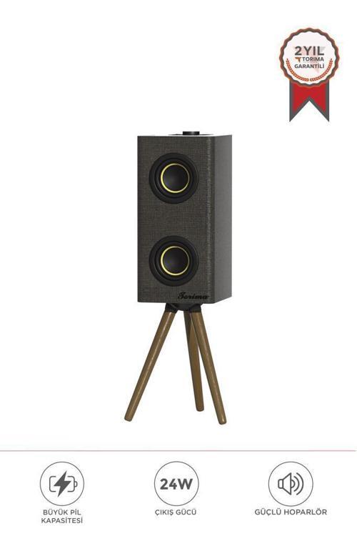 D67 Gri Kablosuz Hoparlör 24W Çift Sürücü, 3000mAh Batarya, Taşınabilir Ayaklı Speaker