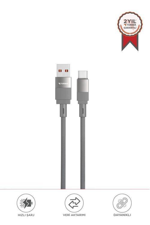 U18 Gri USB İle Type-c Şarj ve Data Kablosu