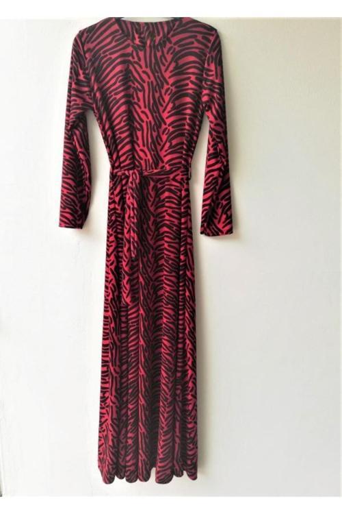 Kadın Uzun Krep Desenli Elbise