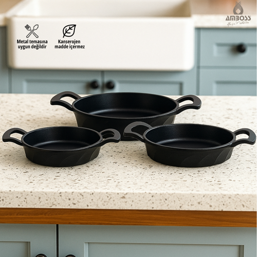 Vento 3 Parça Döküm Sahan Seti 18-20-22 cm