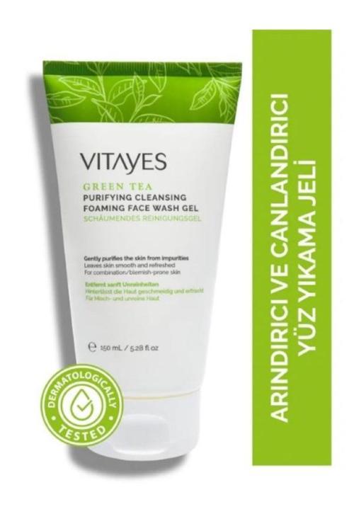 Vitayes Yeşil Çay Özlü Akne & Siyah Nokta Karşıtı Kuruluk Yapmayan Yüz Yıkama Jeli - 150 ml