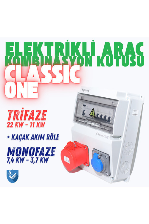 Classic ONE Trifaze Elektrikli Araç Kombinasyon Kutusu 5x32A + 1x16A 5 Yıl Garanti V i k o/P a n a s o n i c