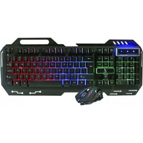 PG-8014 Işıklı Oyuncu Klavye Mouse Seti - Siyah