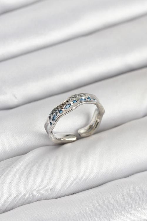 Zarif Kadın için Silver Pirinç Zirkonlu Vintage Stil Yüzük