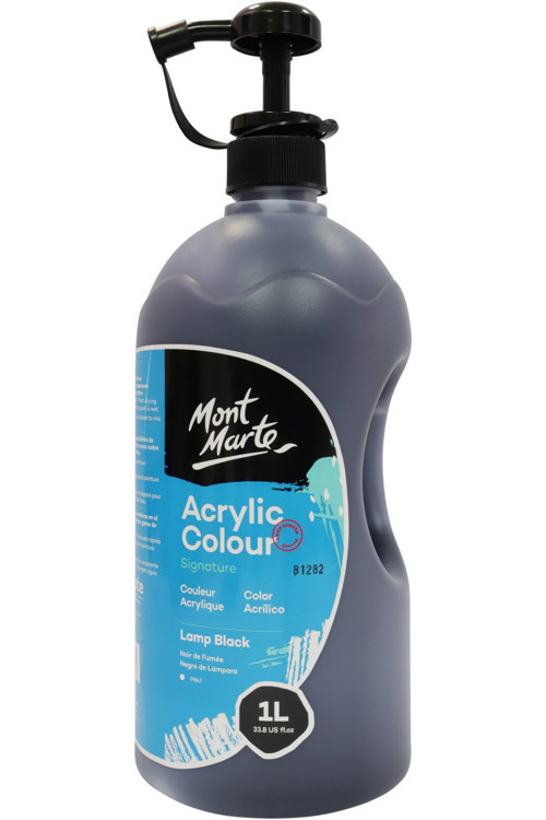 MM Akrilik Boya W/Pump Signature 1L - Lamp Black