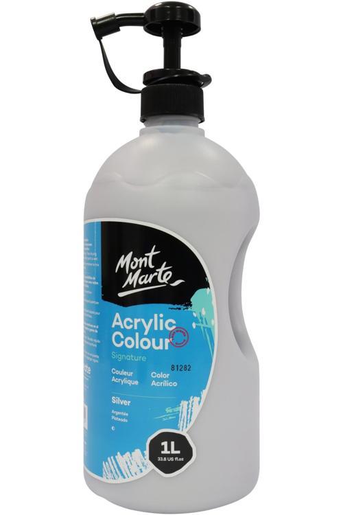 MM Akrilik Boya W/Pump Signature 1L - Silver
