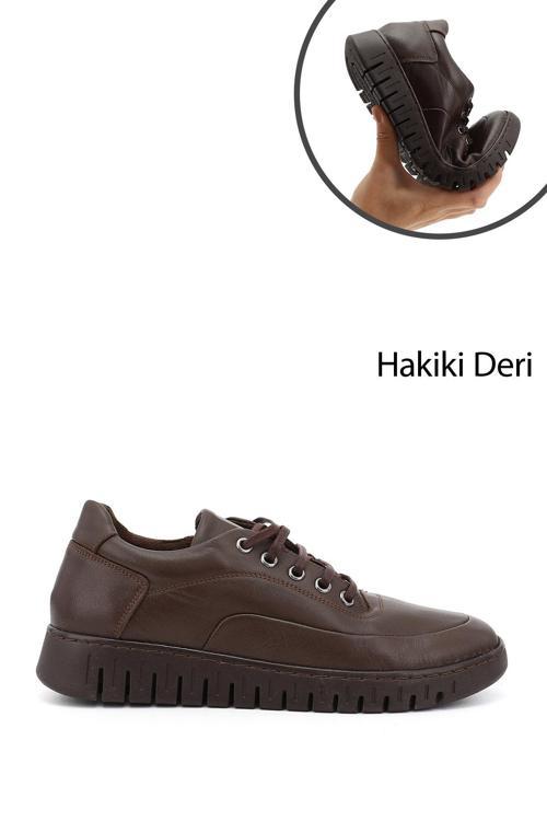Kadın Kahverengi Bağcıklı Hakiki Deri Comfort Ayakkabı