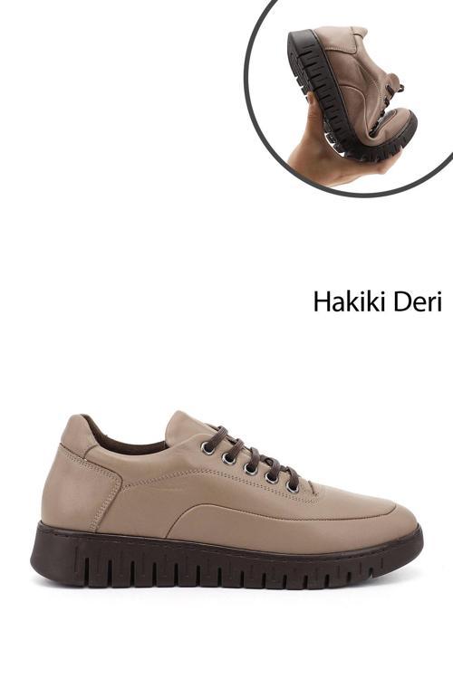 Kadın Vizon Bağcıklı Hakiki Deri Comfort Ayakkabı
