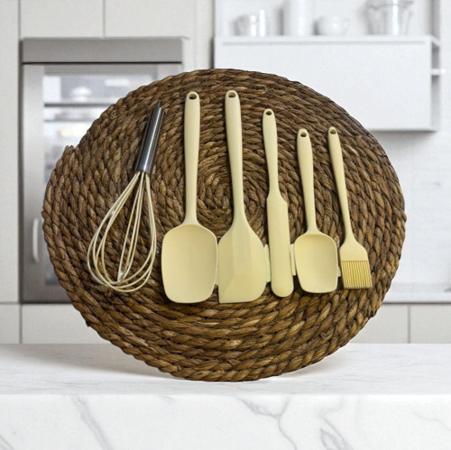 Elegant 6 parça silikon servis seti takımı krem