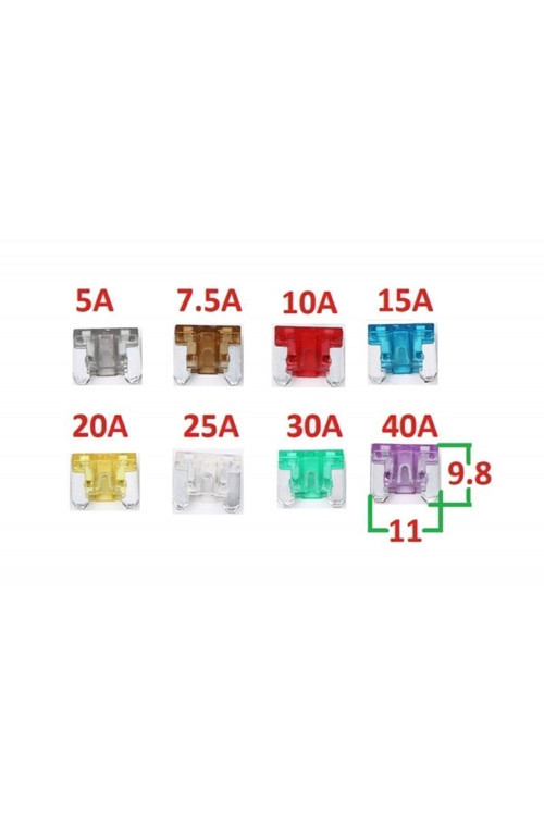 Japon Araçlar Için Mini Bıçak Sigorta Alçak Profil / Yassı 100 Adet 5A 7.5A 10A 15A 20A 25A 30A