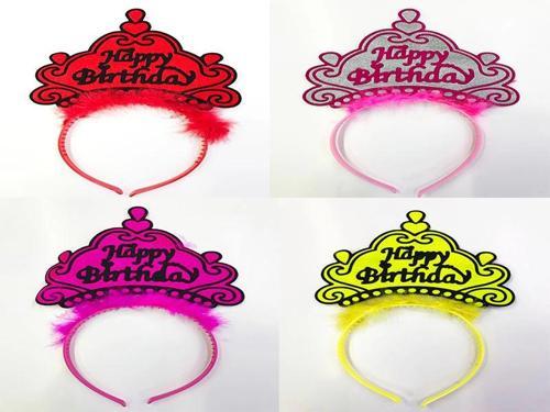 MDB Happy Birthday Yazılı Neon Renk Taç 12 Adet