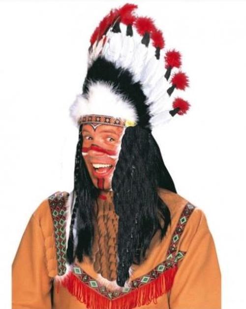 MDB Kızılderili Başlığı Şapkası kırmızı beyaz