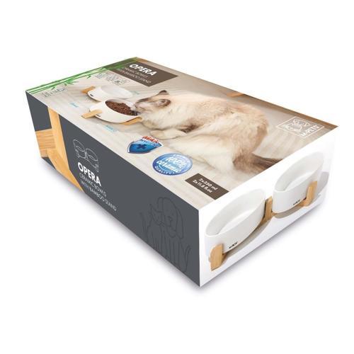 Opera Ceramic Bowls Bambu Standlı 2x350 ml Beyaz