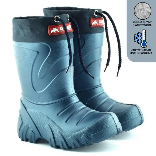 Grizzly Eva Çocuk Kürklü Lacivert Yağmur Çizmesi (835) 32/33