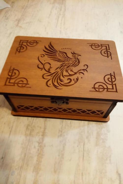 Tarot Kutusu Sunak Run Taşları Kutusu El İşi Anka Kuşu Ahşap