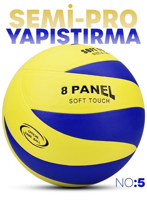 SEMİ-PRO Voleybol Topu Lamineli Beton Zemin SoftTouch İç-Dış Mekana Uygun 8 Panel Sarı-Mavi GSV103