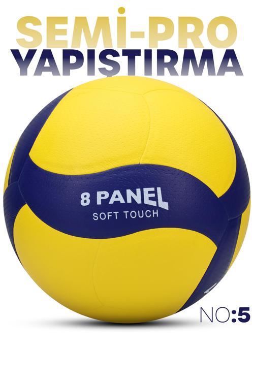 SEMİ-PRO Voleybol Topu Lamineli Beton Zemin SoftTouch İç-Dış Mekana Uygun 8 Panel Sarı-Mavi GSV101