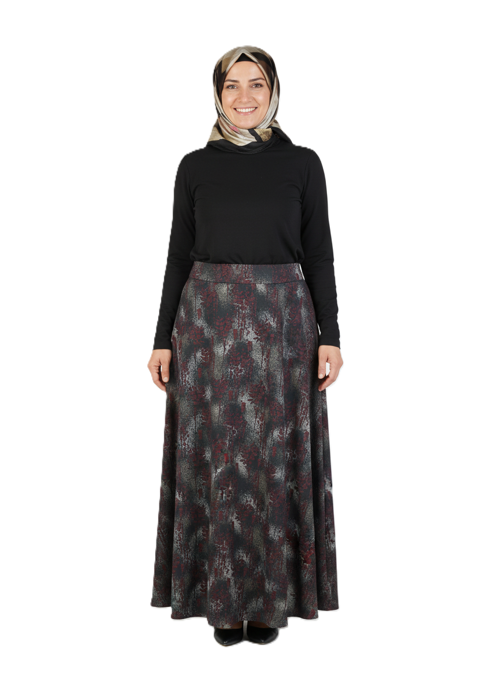 Kadın Anne Çan Etek Soft Dokulu iç Göstermez Zahmetsiz Desenli Dökümlü Tam Kalıp