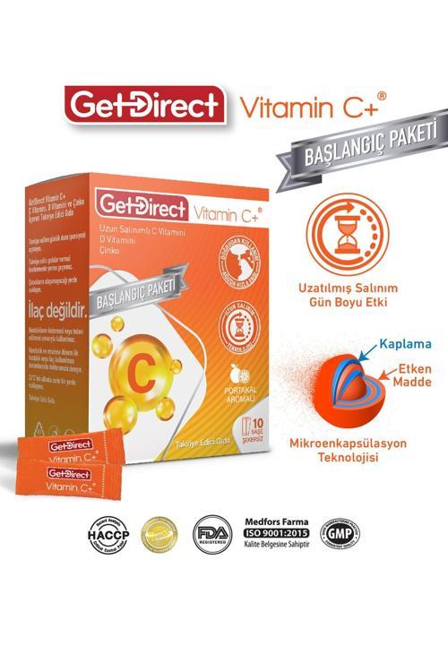 Vitamin C+ 1000 Mg C Vitamini, D Vitamini, Çinko 10 Saşe – Uzun Salınımlı C Vitamini, Susuz Kullanım