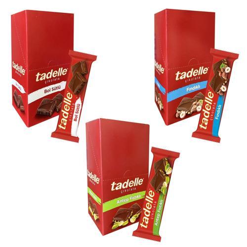 Tablet Çikolata 12x30 gr 3 lü Karma / Fındıklı-Sütlü-Antep Fıstıklı