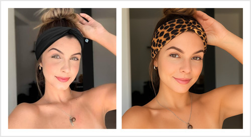 2 adet Leapor ve Siyah Desenli Kadife Bandana