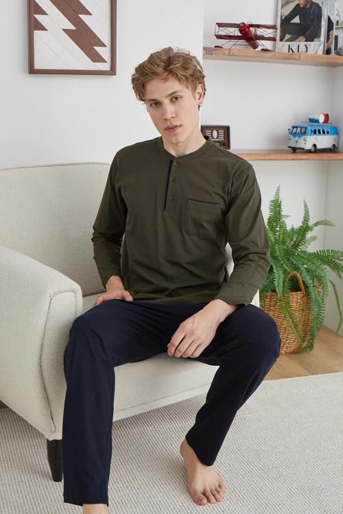 MDB Kocabey 9111 Battal Erkek Midi Yaka Pijama Takımı