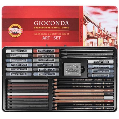 Gioconda Art Set Büyük Karakalem Eskiz Çizim Seti Metal Kutu