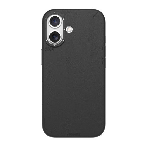İphone 17 Uyumlu Kılıf M-Safe Şarjlı Basit Mat Deri Desenli Tech Fashion Serisi Kapak Siyah