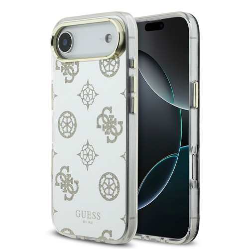İphone 17 Air Uyumlu Kılıf Lisanslı Metal Kamera Çerçeveli Simli Peony Aynalı Kapak Gold
