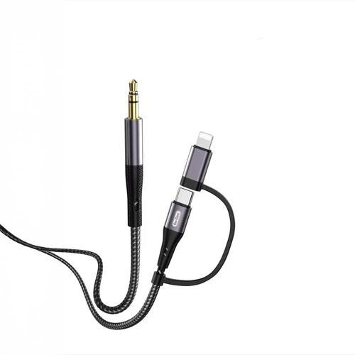 Gac-172 2İn1 Type-C & Lightning To 3.5Mm Aux Audio Kablo 1M Siyah