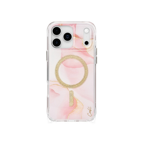 İphone 17 Pro Max Uyumlu Kılıf M-Safe Şarj Özellikli Simli Magnetik Aeris Kapak Pembe